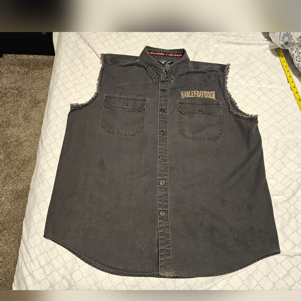 Harley-Davidson Dark Grey Sleeveless Denim Shirt